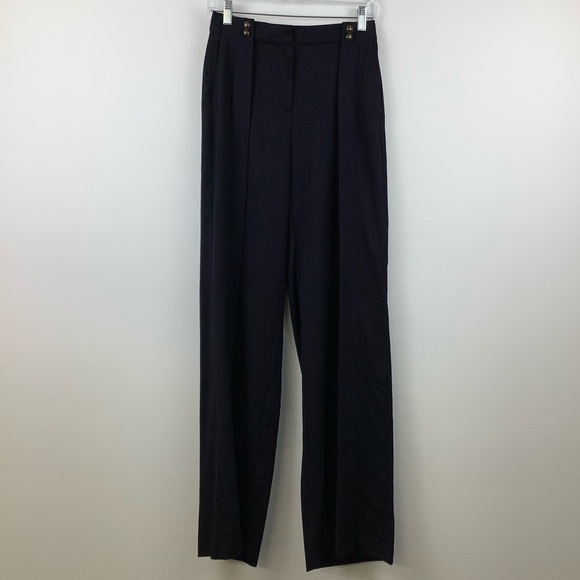 NWT Massimo Dutti Button Detail Trousers in Navy Blue - Picture 2 of 7